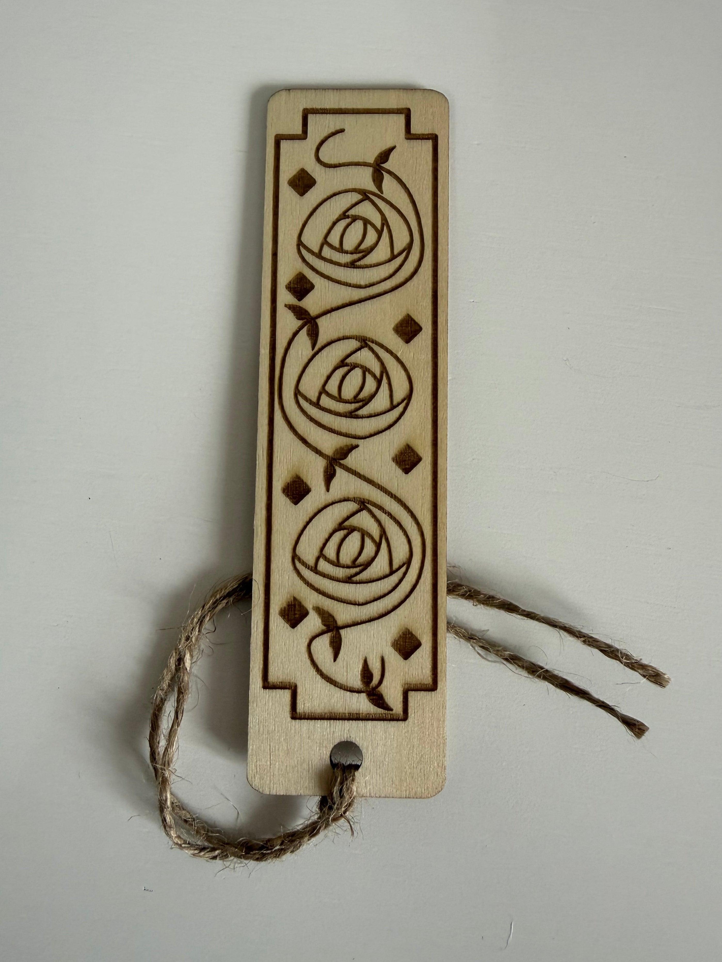 Art Nouveau Roses Wooden Bookmark