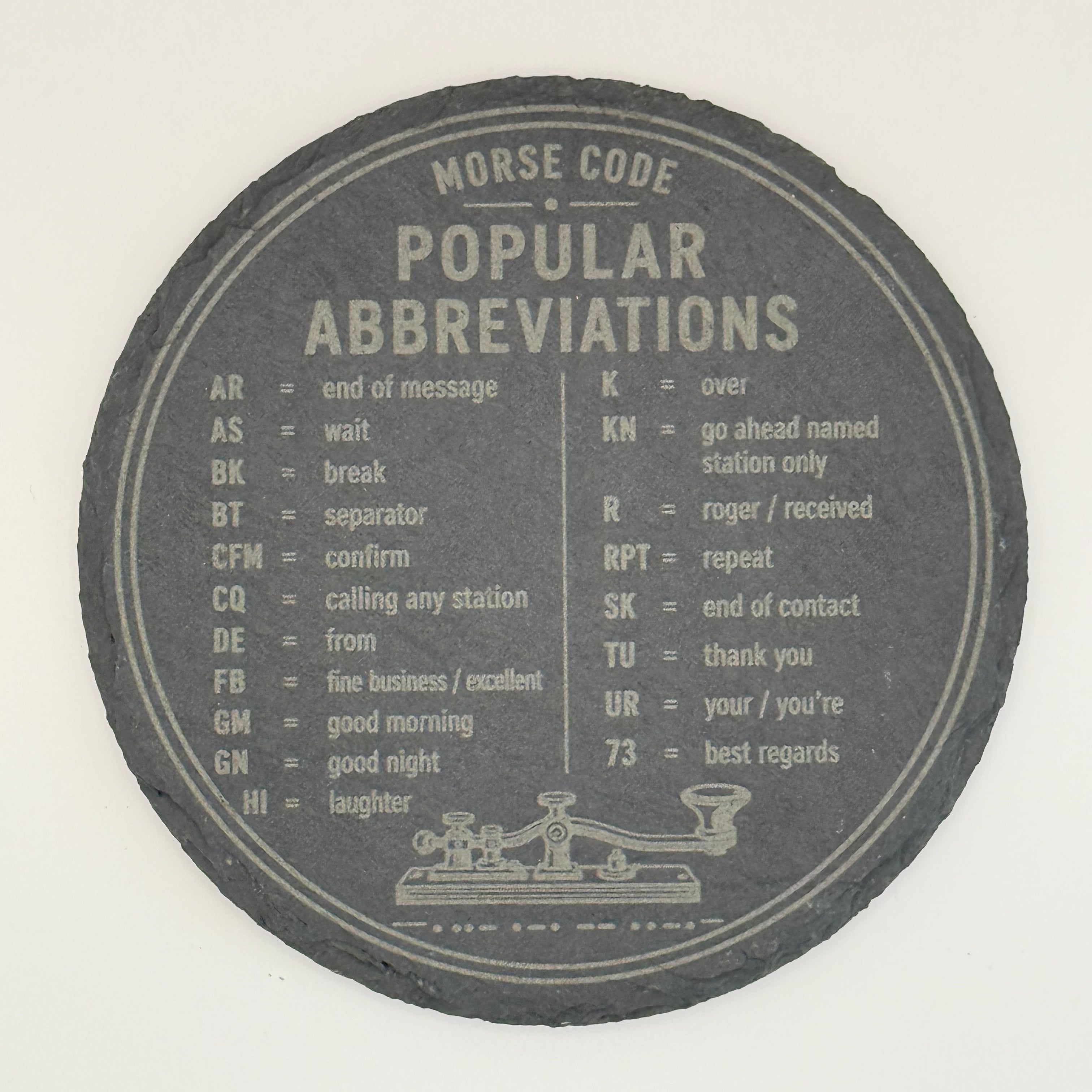 Morse Code Popular Abbreviations Slate Coaster