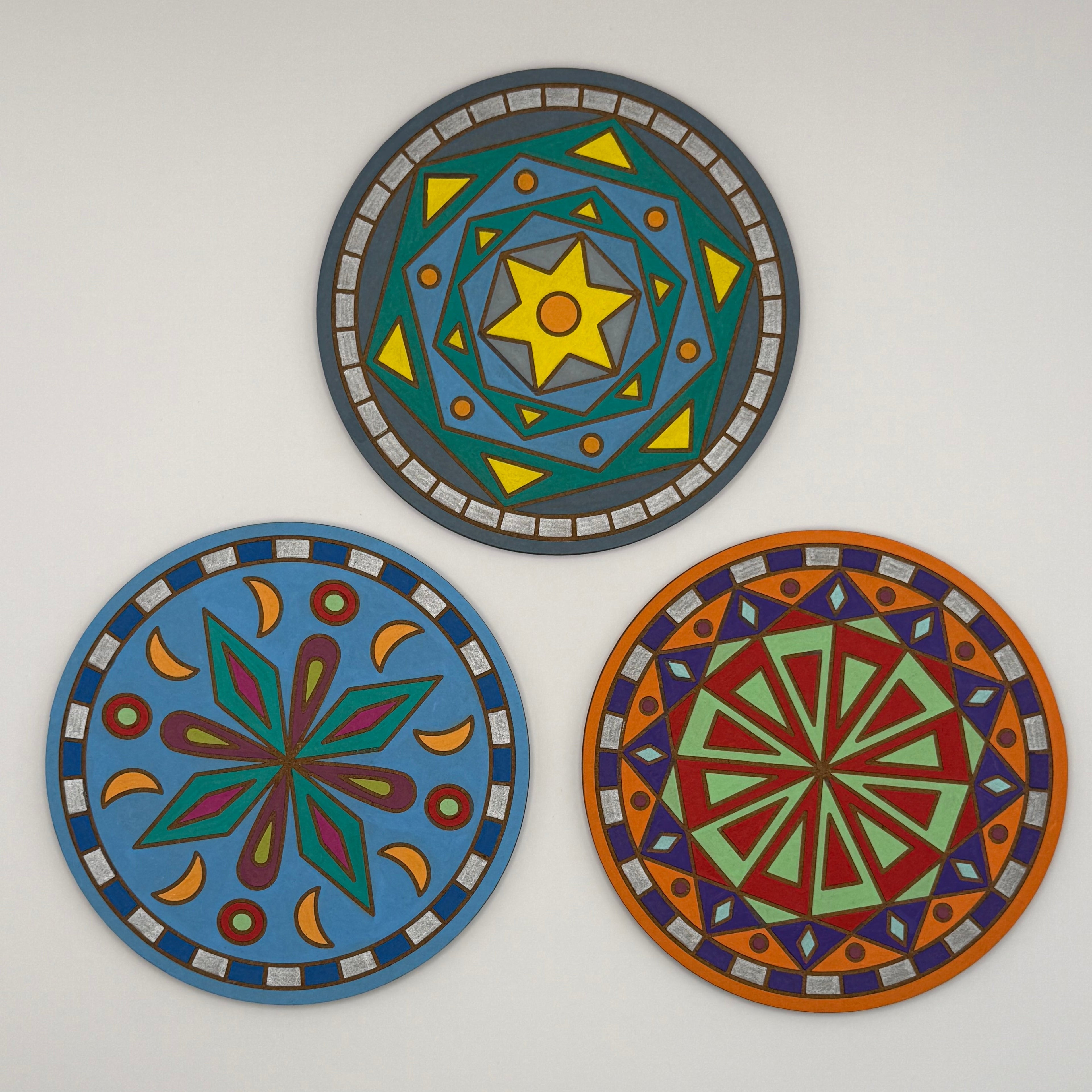 Bundle of all six 12cm Mandala Coasters