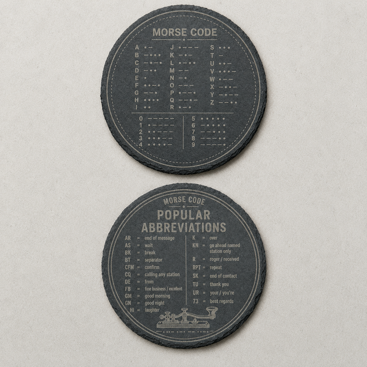 Set of Two Morse Code Slate Coasters