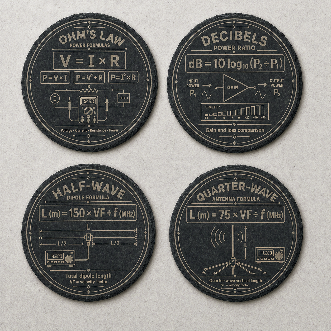 Set of Four Radio Formulae Slate Coasters